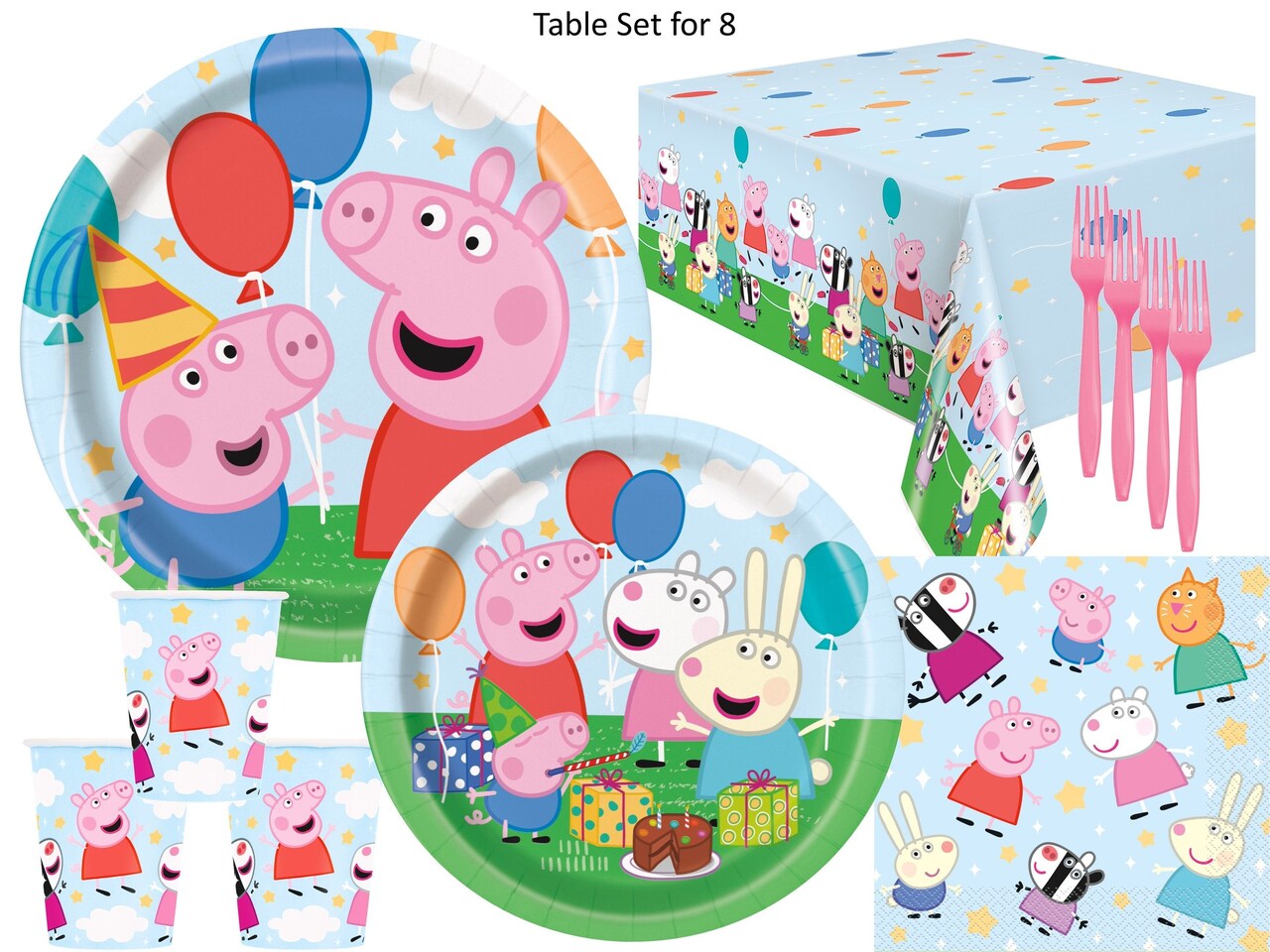 Peppa Pig Birthday Party Supplies Bundle | Peppa Pig Plates | Peppa Pig Napkins | Peppa Pig Cups | Peppa Pig Table Cover